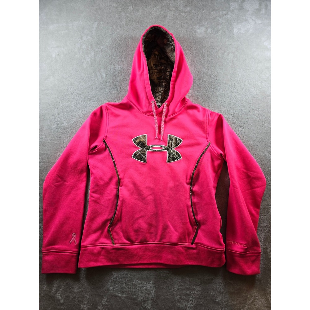 Under Armour Hoodie Sweatshirt Womens M Storm Semi Fitted Cancer Awareness *Read
